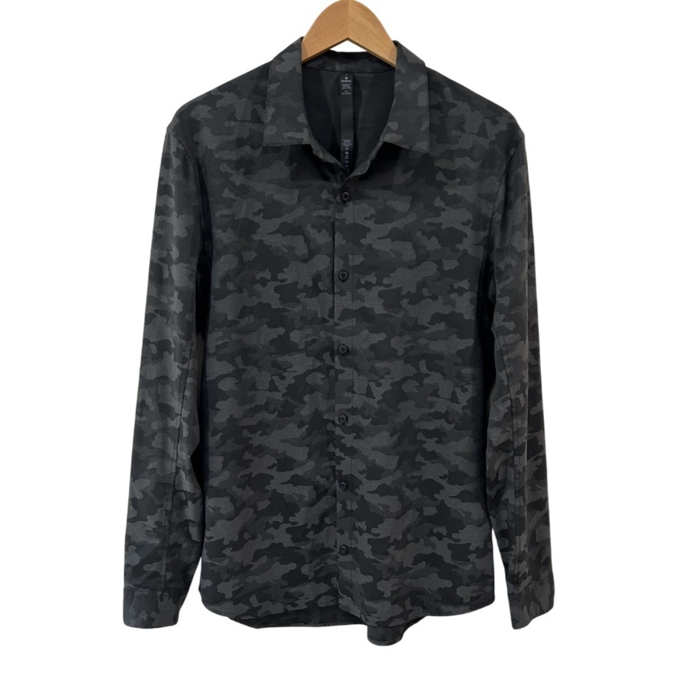 Lululemon men’s Down to the Wire Camouflage shirt L black grey button up